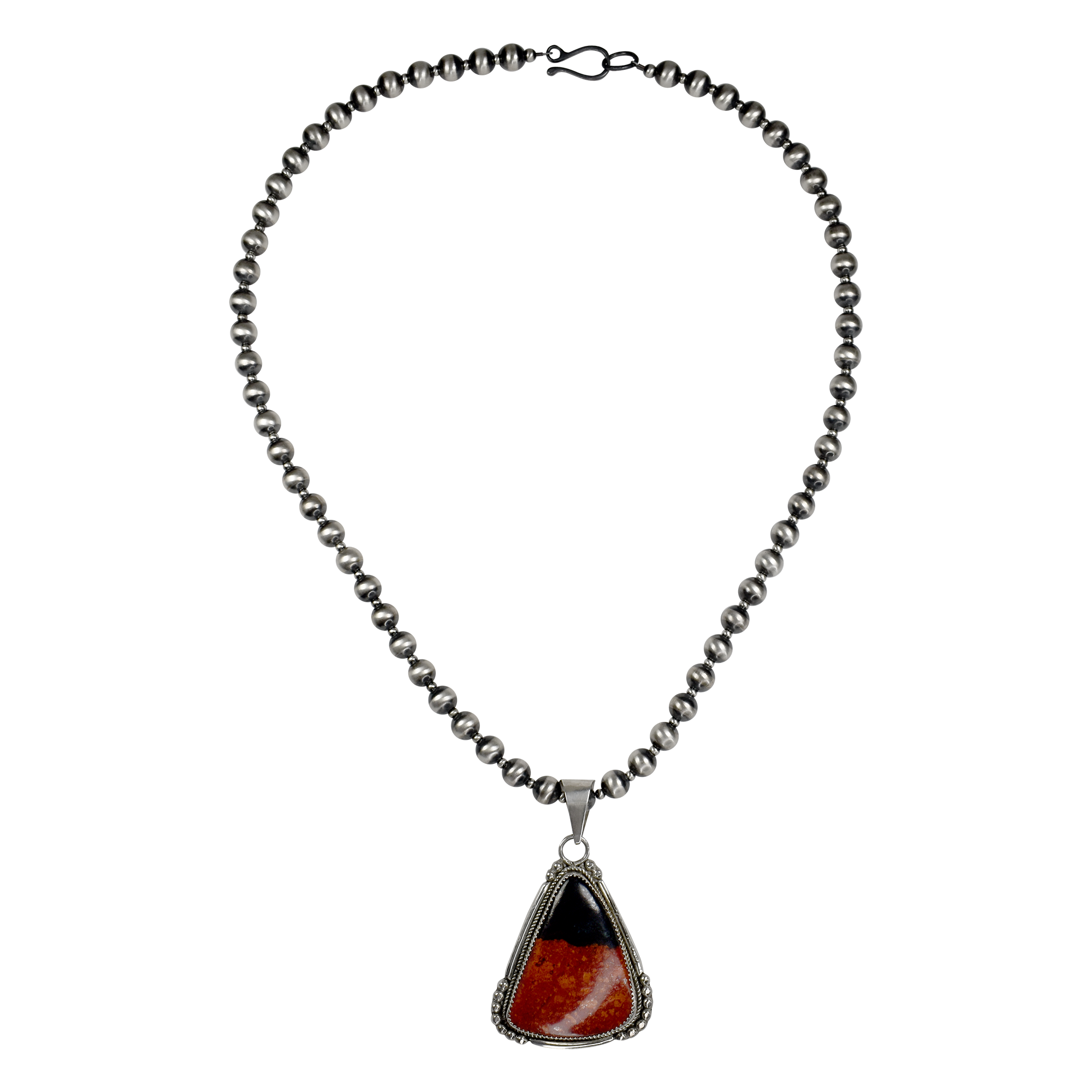 Sonora Sunset Triangular Tooled Pendant & Navajo Pearl Necklace