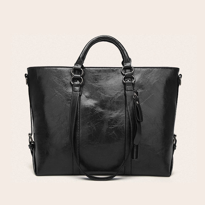 Women's Large PVC Solid Color Basic Classic Style Square Zipper Tote Bag