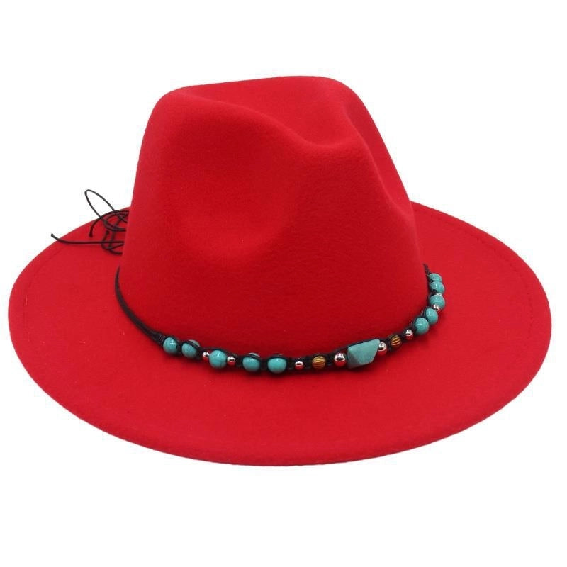 Western Cowboy Hat Big Brim Mountaineering Hat Spring And Summer New Emerald Felt Hat Ethnic Tibetan Hat