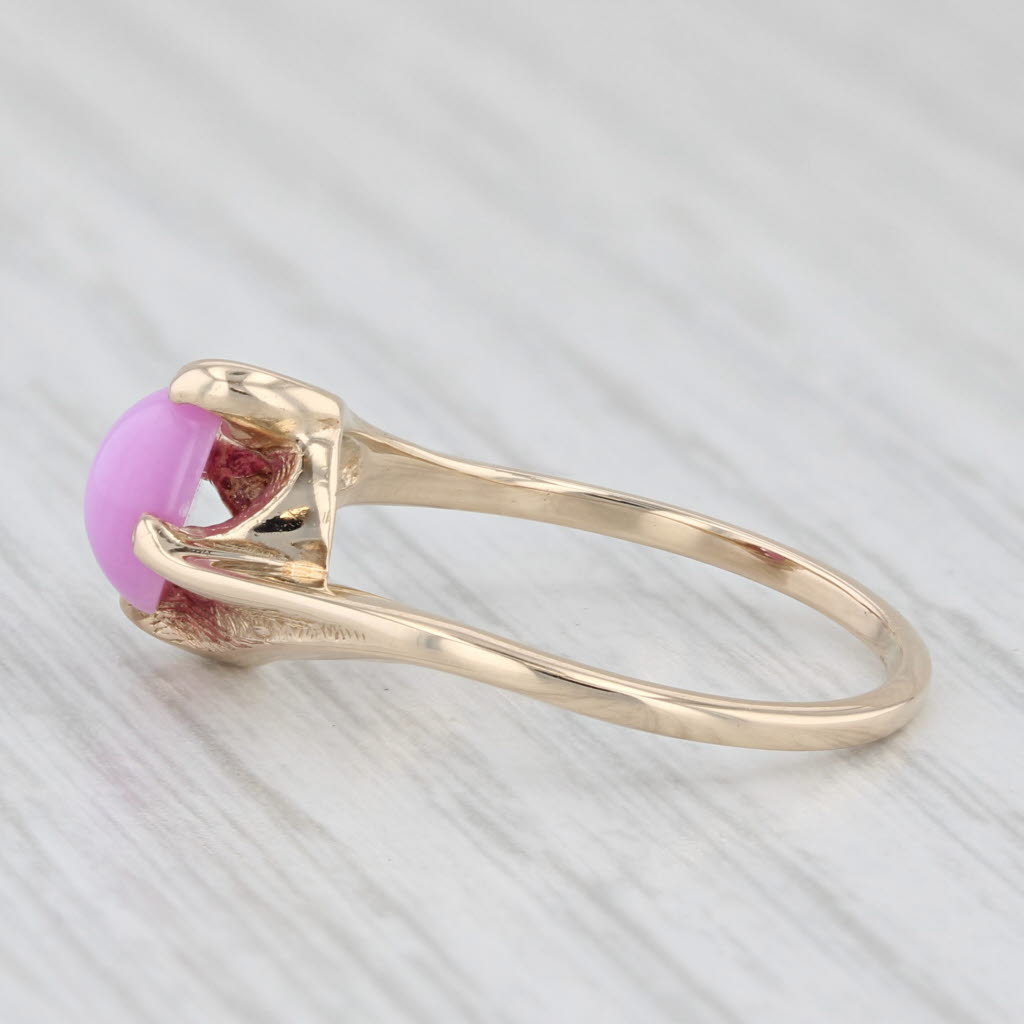 Lab Created Star Ruby Cabochon Solitaire Bypass Ring 14K Yellow Gold Ring Size 6