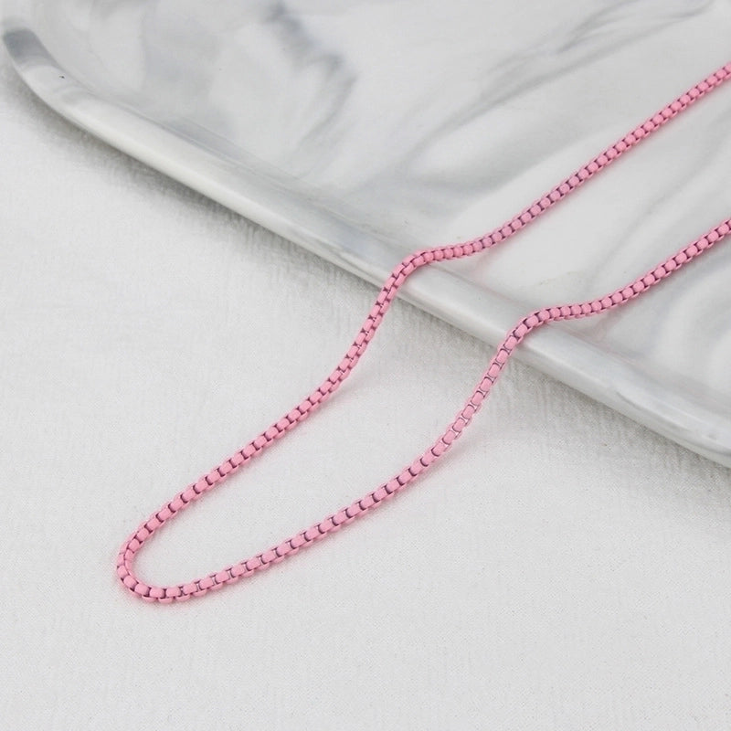 Casual Minimalist Solid Color Titanium Steel Stoving Varnish Necklace