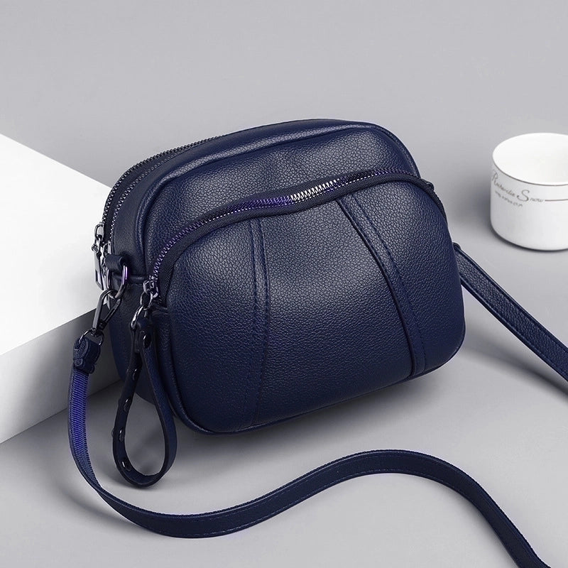 Women's Mini Pu Leather Solid Color Basic Square Zipper Crossbody Bag