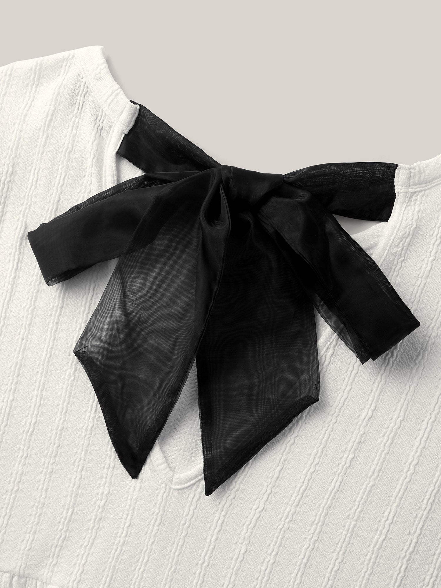 Backless Ribbon Tie Textured Top