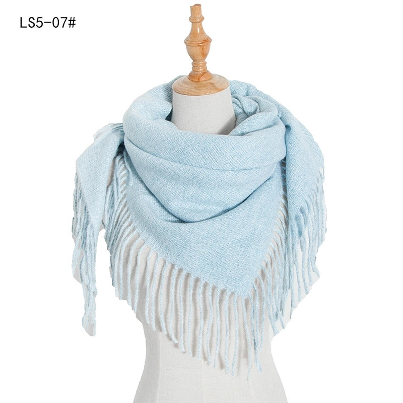 Scarf Women Tonglu Autumn And Winter New Polyester Spiny Hair Long Tassel Plaid Square Scarf Factory Direct Supply Shawl