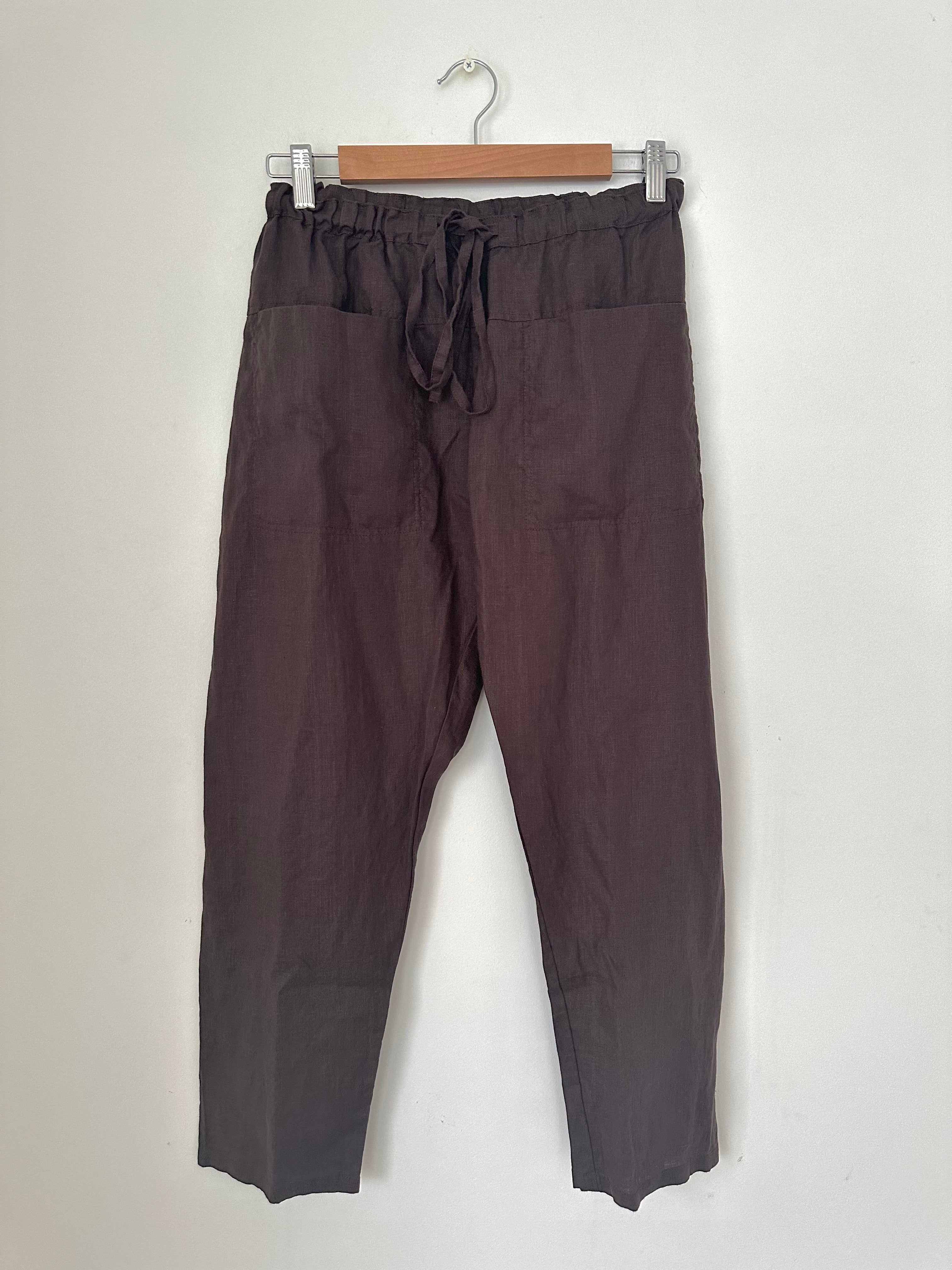 jessie pants - chocolate linen