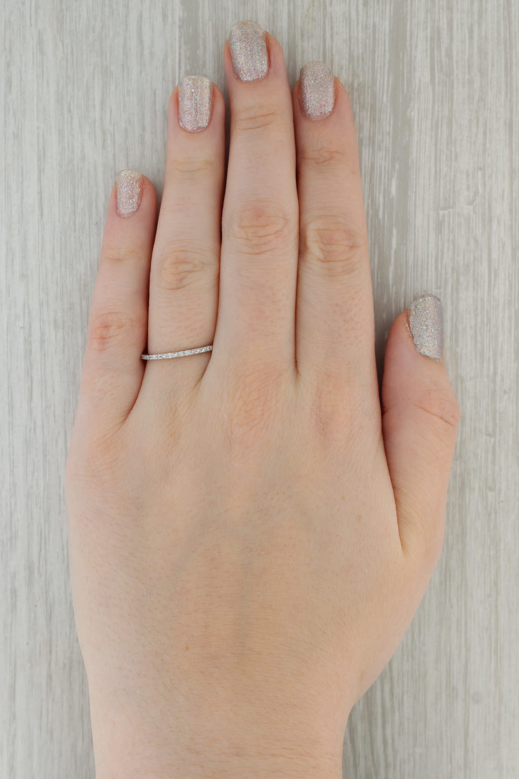 0.15ctw Diamond Stackable Ring 10k White Gold Size 8.25 Wedding Band