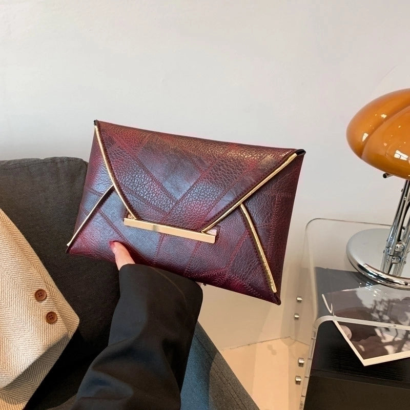 Women's Pu Leather Solid Color Vintage Style Square Flip Cover Clutch Bag