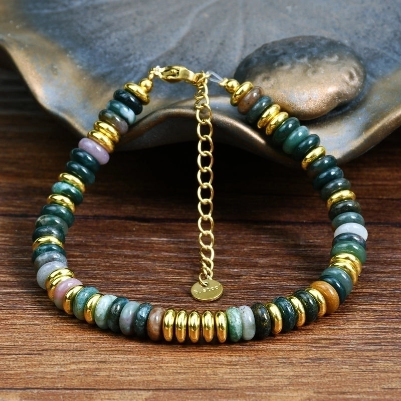 Minimalist Classic Style Round 316L Stainless Steel  Semi-precious Stone Bracelets