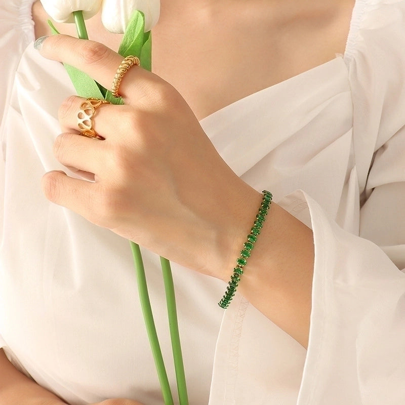 Fashion 304 Stainless Steel Zircon 18K Gold Plated Plating
