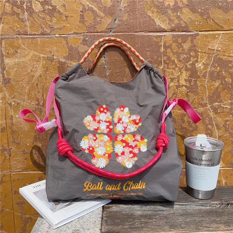 Women's Cute Printing Letter Nylon Shopping Bags
