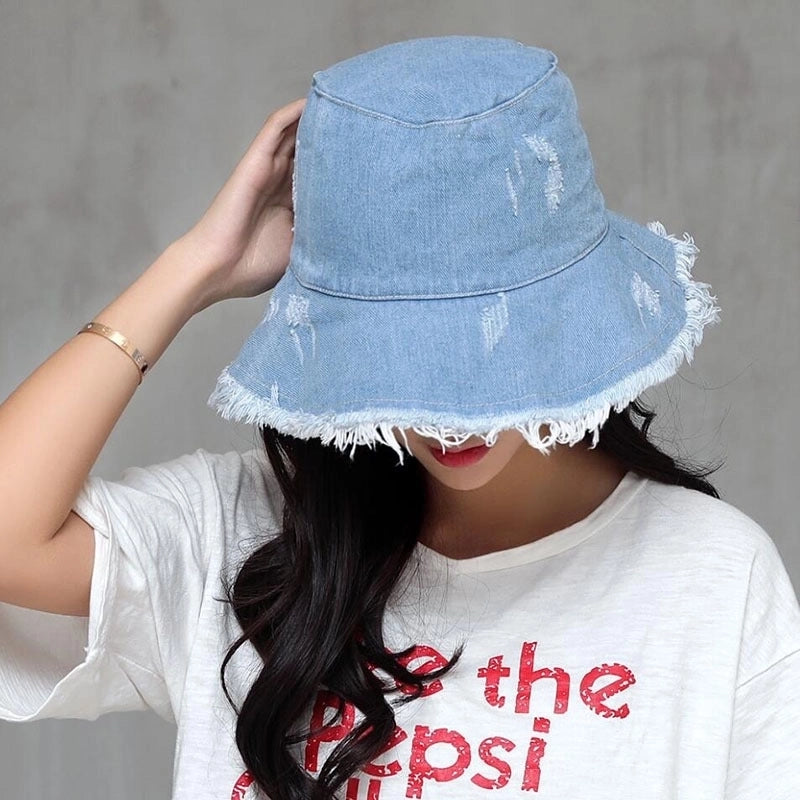 Women's Minimalist Commute Solid Color Patchwork Crimping Bucket Hat