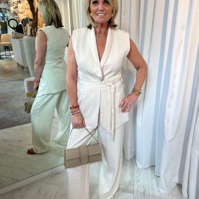 Kate Two Piece Gilet Set Ecru