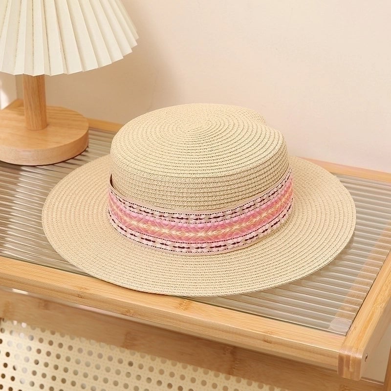 Unisex IG Style Geometric Flat Eaves Straw Hat