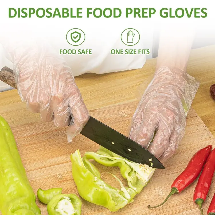 Household kitchen Food Compostable Transparent Customized Individually Packed PE Plastic Disposable Gloves