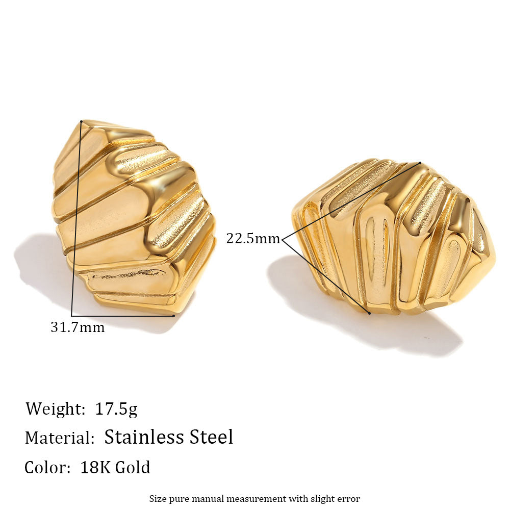 Fashion Petal Geometric Flower Stainless Steel 18K Gold Plated Earrings