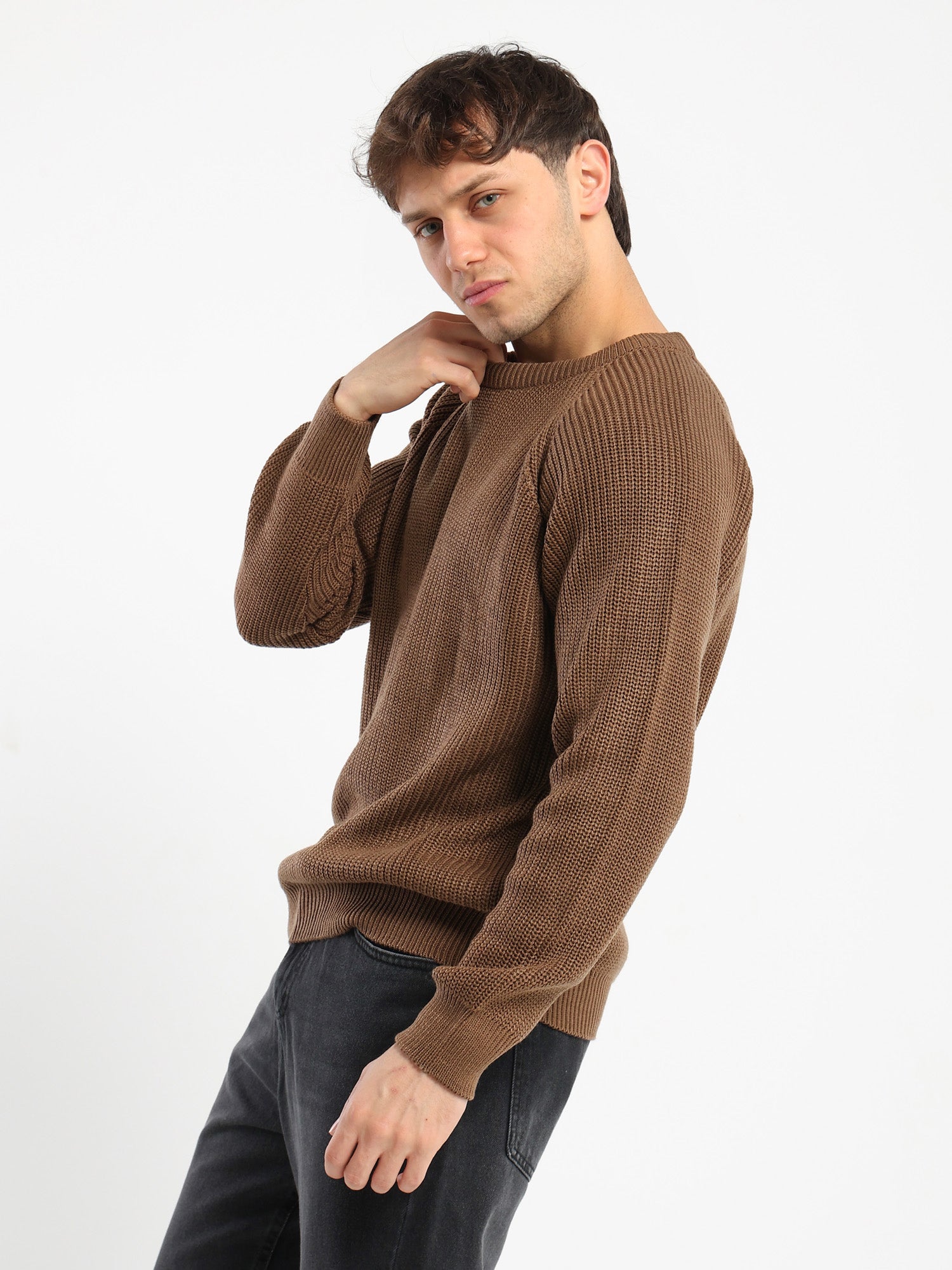 Crewneck Raglan Knit Sweater with Interior Pocket
