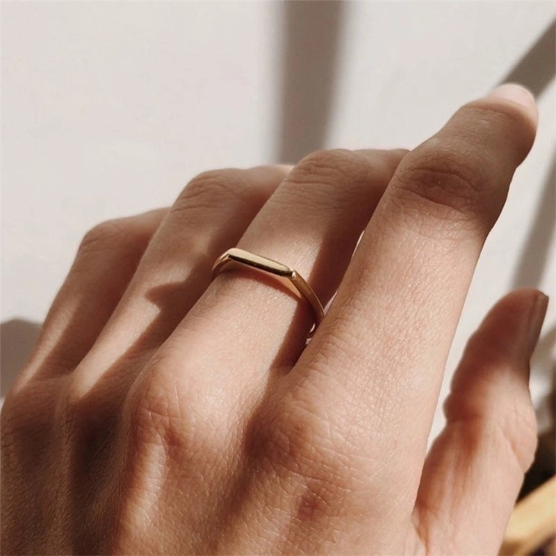 Minimalist Solid Color Stainless Steel Plating Rings 1 Piece