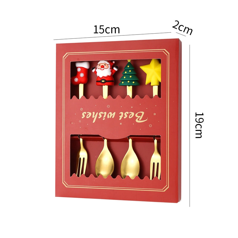 Christmas Cute Cartoon Stainless Steel Tableware 1 Set