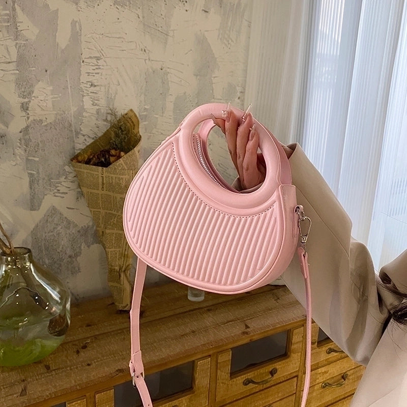 Women's Pu Leather Stripe Classic Style Dumpling Shape Zipper Handbag