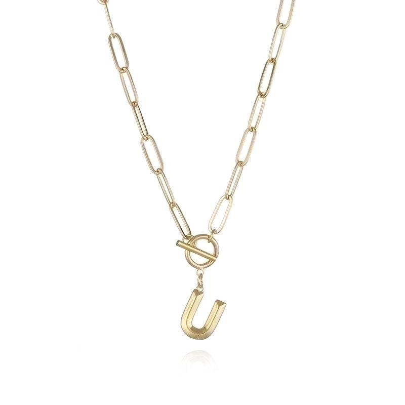 Copper 14K Gold Plated Fashion Plating Letter Pendant Necklace
