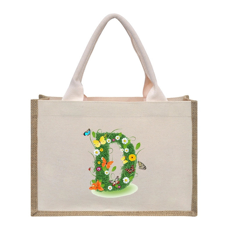 Women's Medium Canvas Letter Basic Classic Style Open Shopping Bags