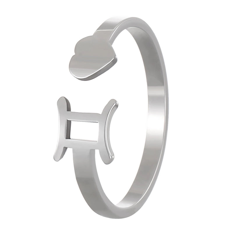 Minimalist Twelve Constellation Stainless Steel Open Rings