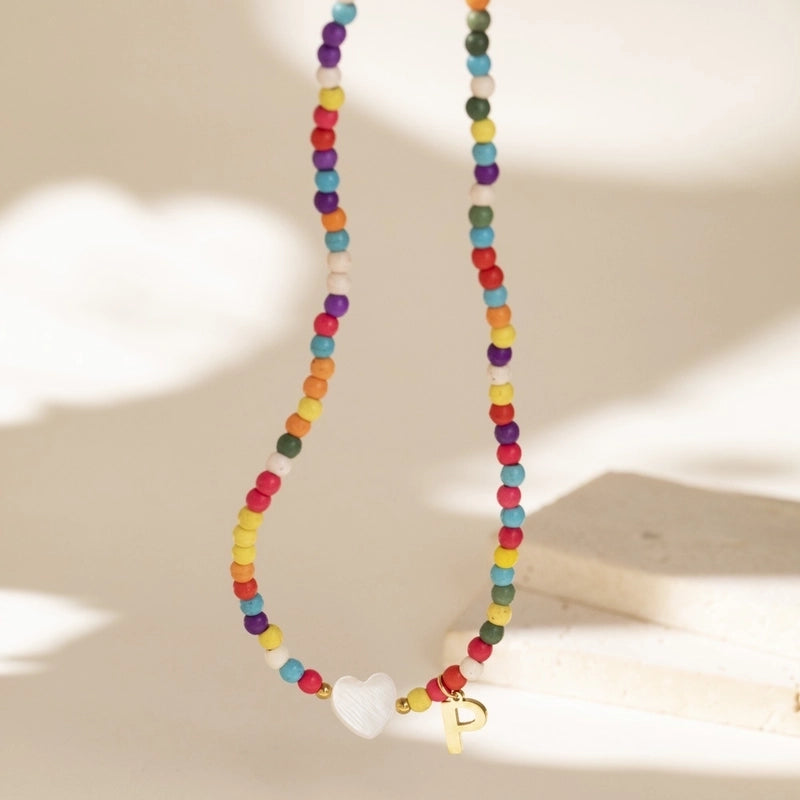 Cute Geometric 304 Stainless Steel Beaded Chain Pendant Necklace