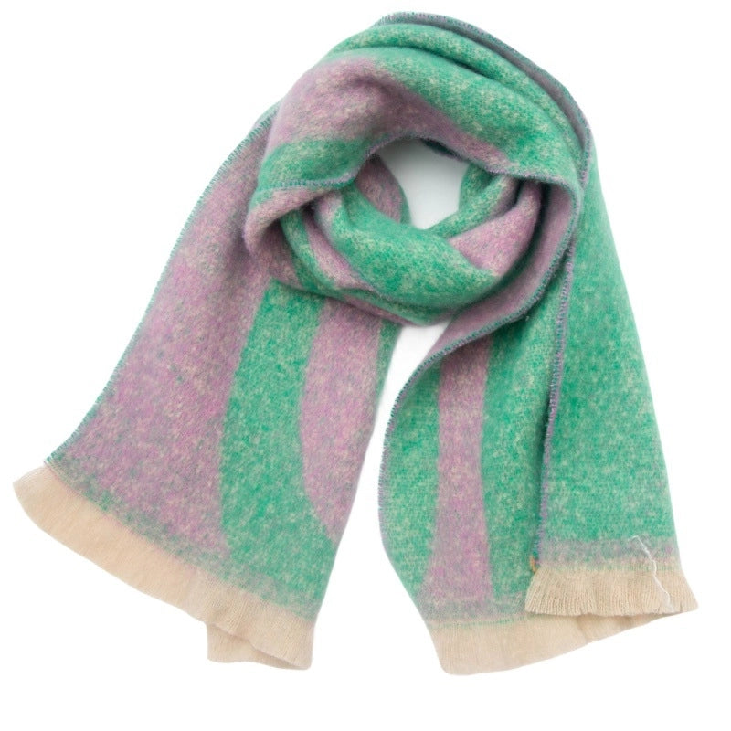 Unisex Casual Minimalist Color Block Stripe Polyester Scarf