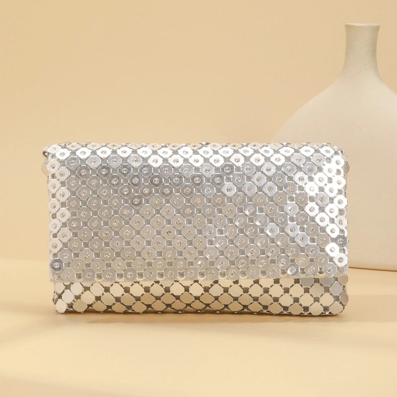 Aluminum Sheet Solid Color Sequins Evening Bags
