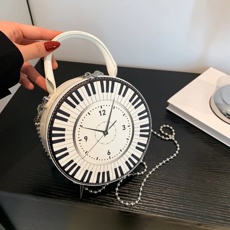 Women's Small Pu Leather Number Elegant Round Zipper Crossbody Bag