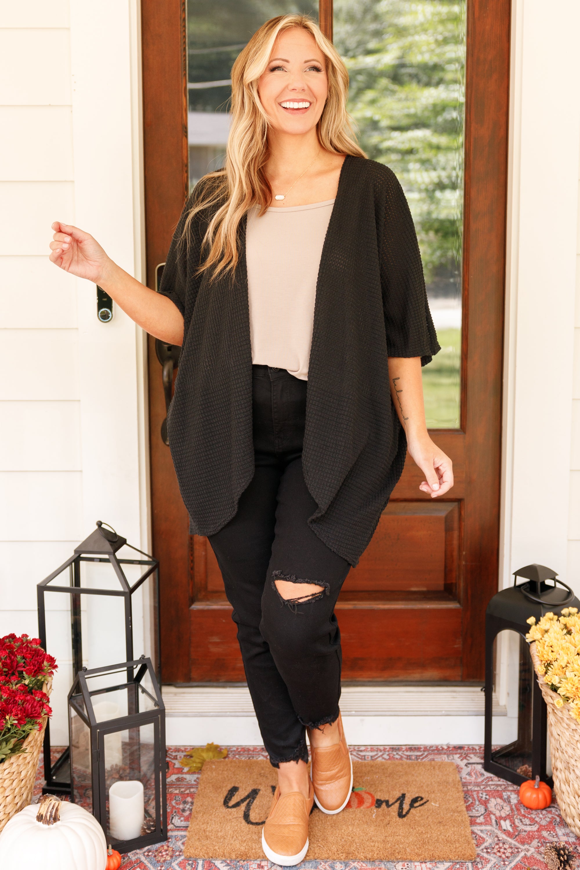 Promise To Stay Cardigan. Black