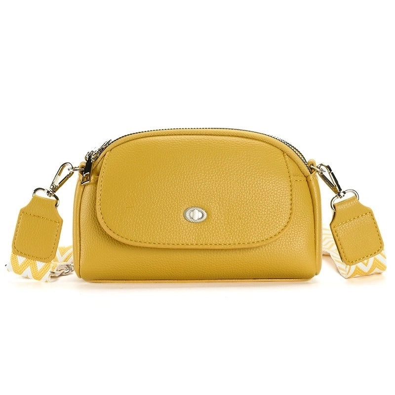 Women's Medium Pu Leather Solid Color Basic Classic Style Square Flip Cover Crossbody Bag