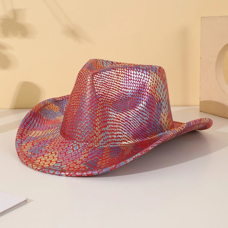 Women's Hip-Hop Japanese Style Cowboy Style Snakeskin Big Eaves Wide Eaves Fedora Hat