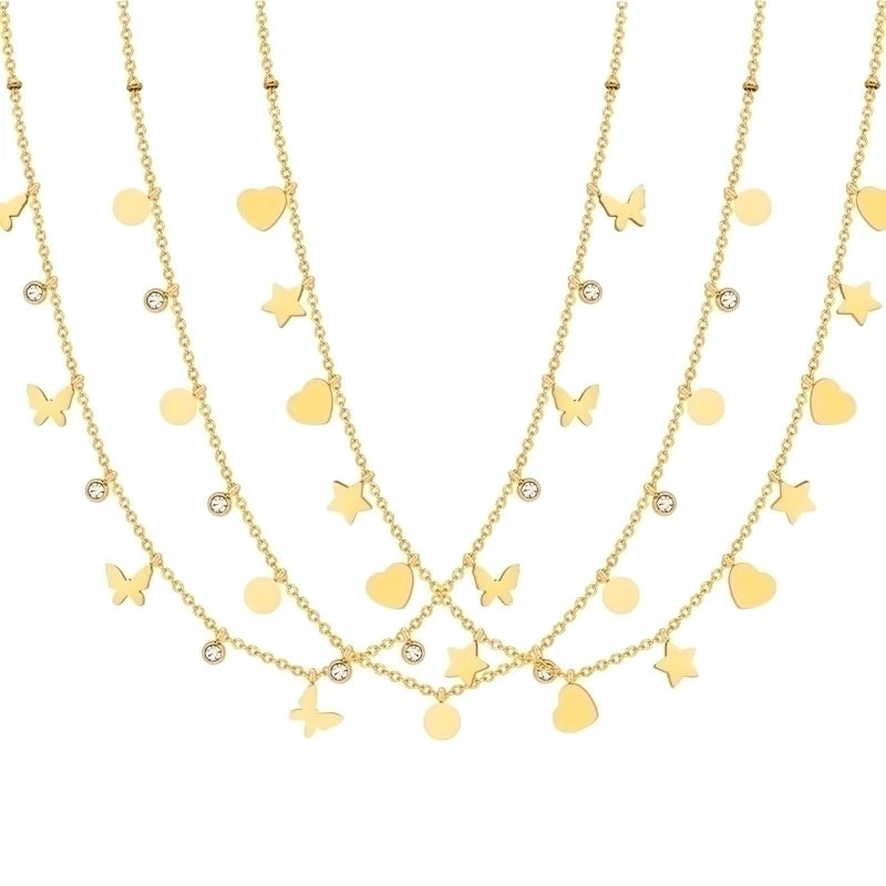 201 Stainless Steel Fairy Style Minimalist Plating Inlay Triangle Square Water Droplets Zircon Necklace