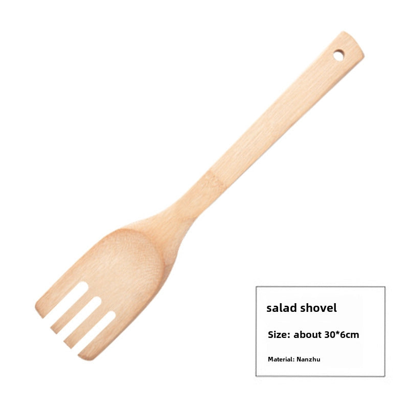 Long Handle Bamboo Spatula Bamboo Cooking Kitchenware Bamboo Spoon Kitchen Frying Spatula High Temperature Resistant Bamboo Colander Non-stick Spatula Set