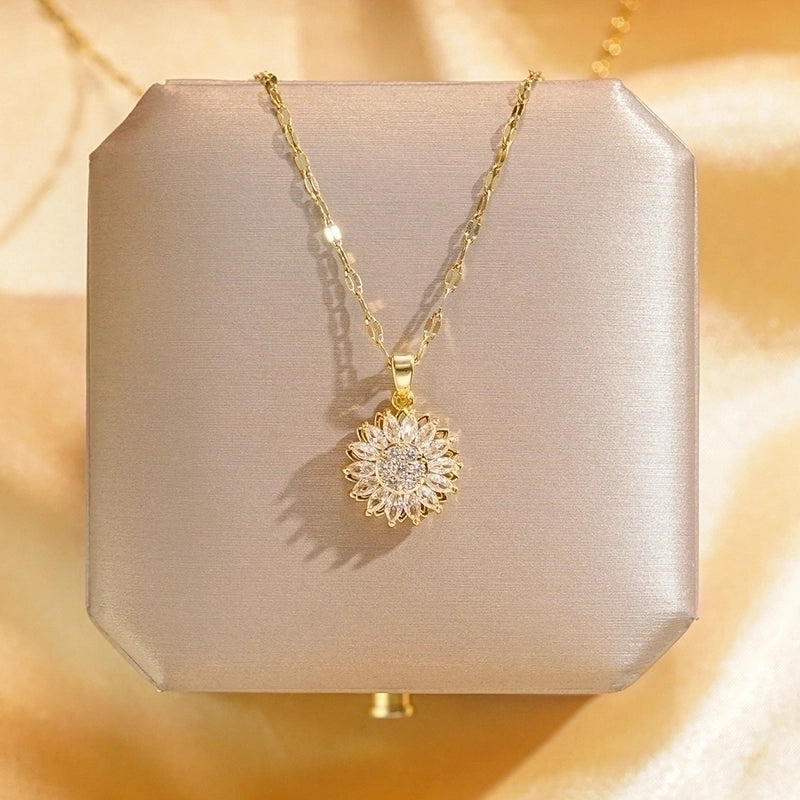 304 Stainless Steel Copper 18K Gold Plated Glam Luxurious Plating Inlay Solid Color Diamond Pendant Necklace