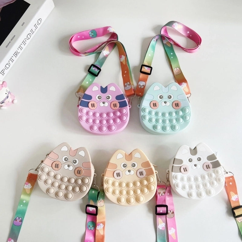 Unisex Silica Gel Animal Sweet Round Zipper Coin Purse