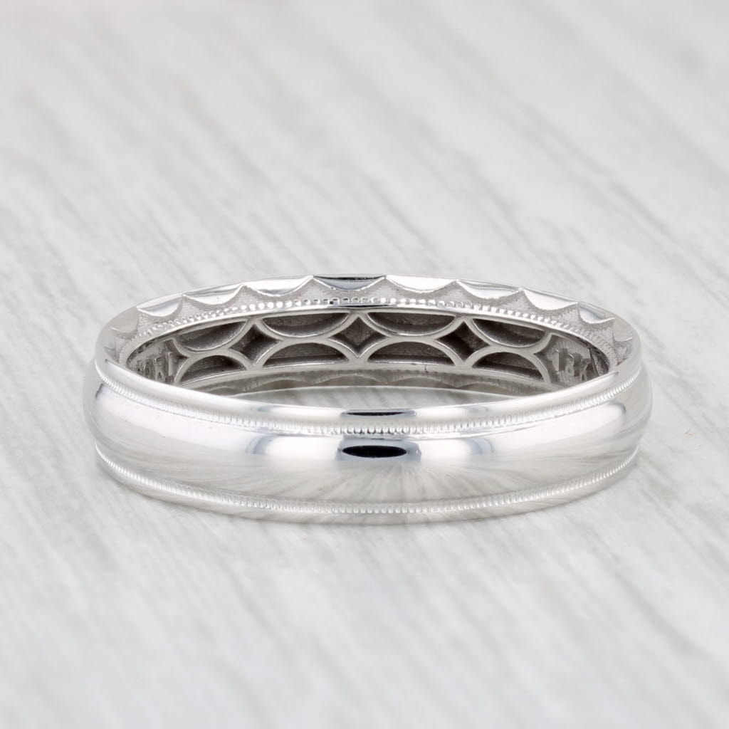 New Tacori Men's Wedding Band 18k White Gold Size 10.5 Ring Ridged Edge
