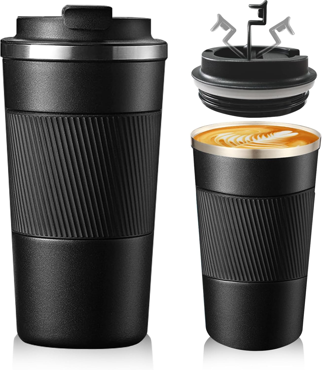 Senshuomy Travel Mug, Insulated Coffee Cup with Leakproof Lid, Reusable Coffee Cups Travel Cup, Stainless Steel thermaol Mug for Hot Cold Drinks (Green 380ml)