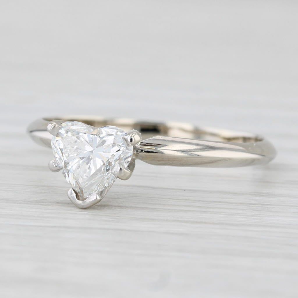 1.04ct Heart Solitaire Diamond Engagement Ring 14k White Gold Size 8.5 GSI