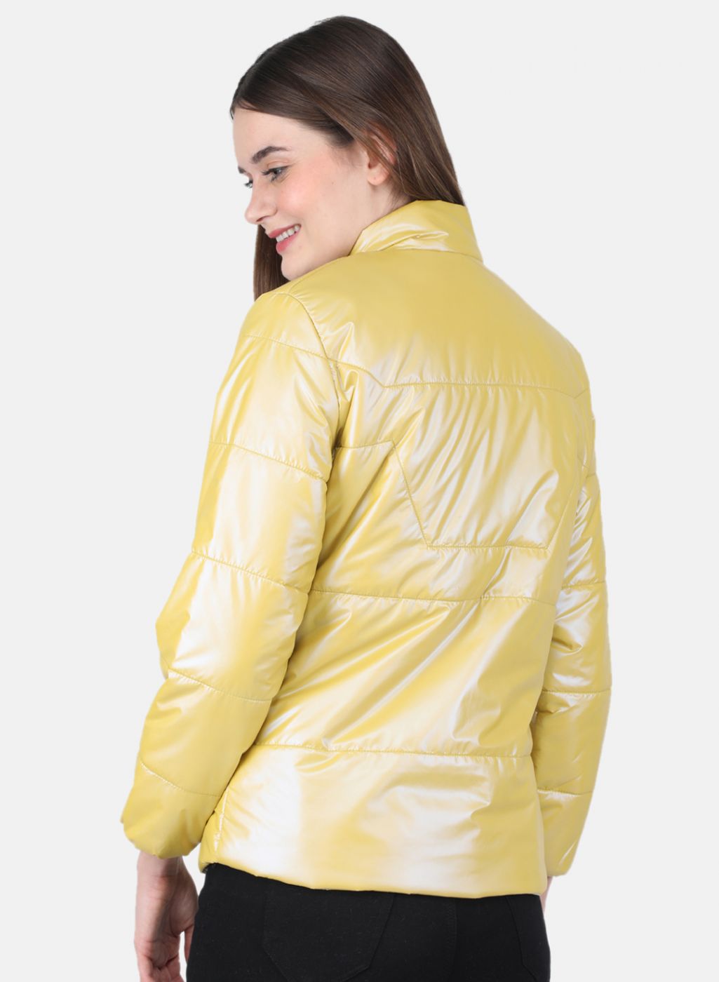 Women Mustard Solid Jacket