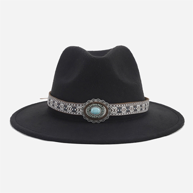 New Black Hat Panama Hat Western Denim Jazz Hat Vintage Felt Hat