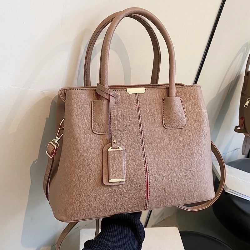 Women's Pu Leather Solid Color Elegant Square Magnetic Buckle Handbag Square Bag