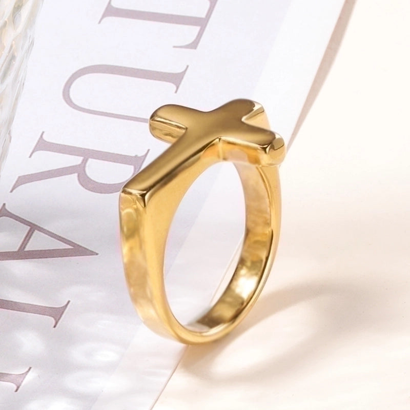 Titanium Steel Minimalist Cross Plating Rings