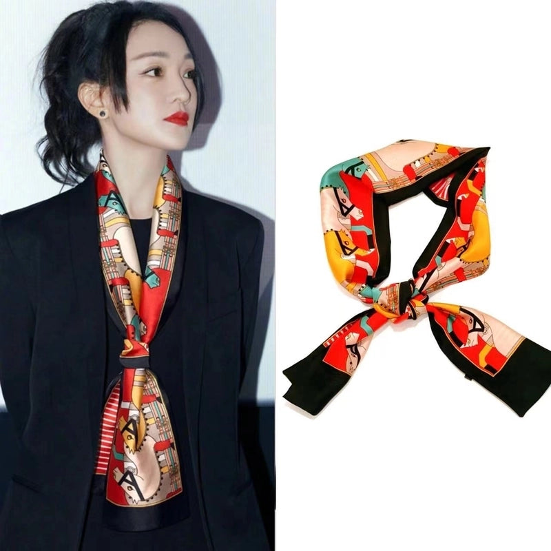 Women's Elegant Minimalist Geometric Chiffon Printing Silk Scarf