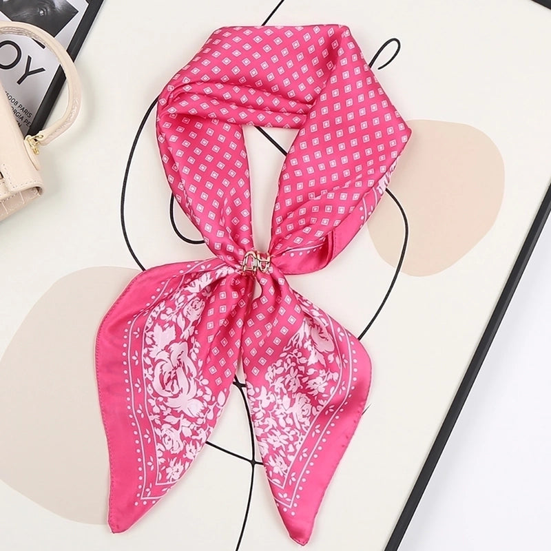 Women's Sweet Flower South  Satin Silk Scarves