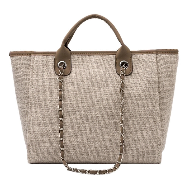 Women's Large Canvas Solid Color Streetwear Square Zipper Shoulder Bag Handbag Tote Bag