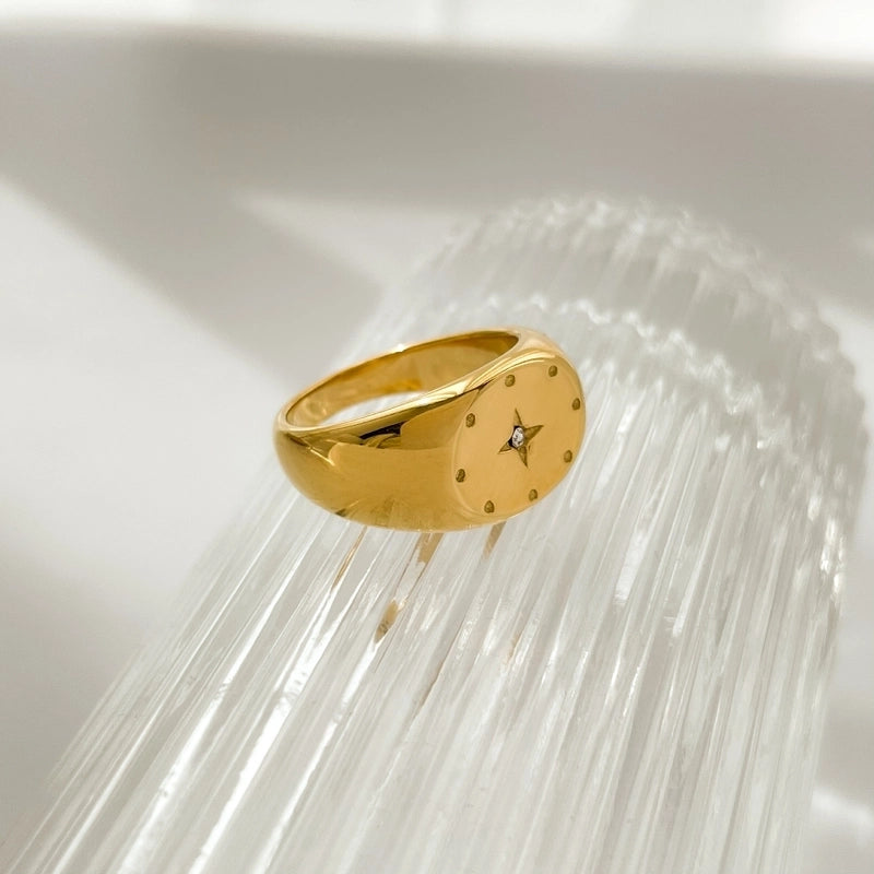 Minimalist Star Titanium Steel Zircon Rings In Bulk