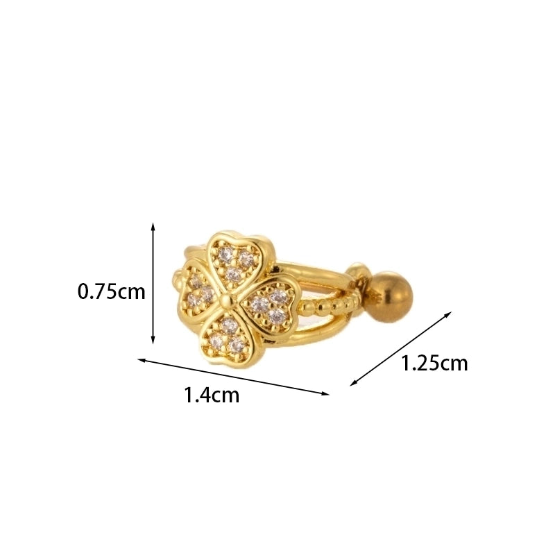 Ear Cartilage Rings & Studs Fashion Crown Copper Plating Artificial Gemstones