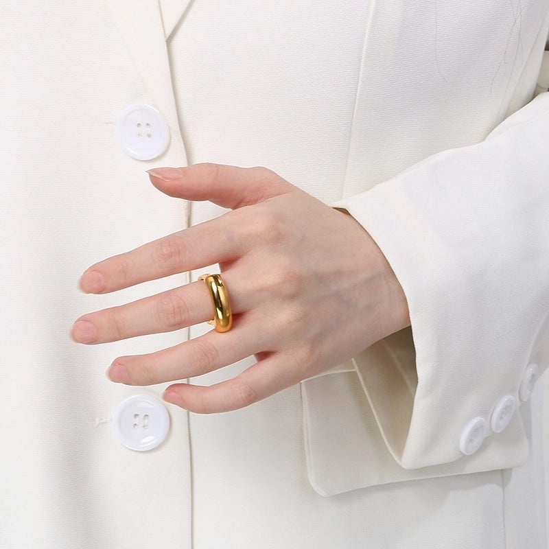 Basic Classic Style Commute Geometric Solid Color 304 Stainless Steel 18K Gold Plated Rings In Bulk